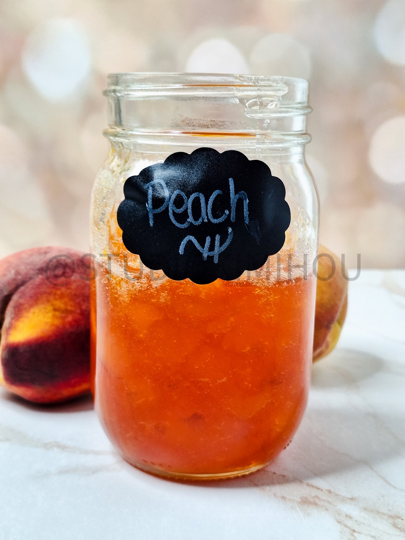 Semi-Exclusive Peach Jam on Champagne Marble