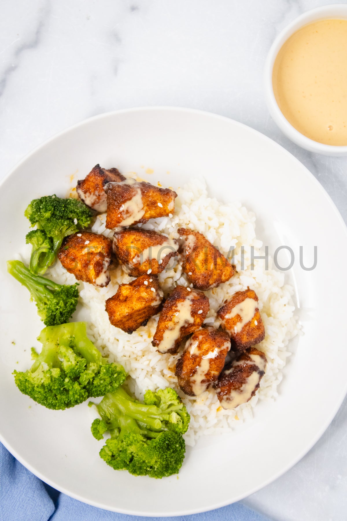 Semi-Exclusive Air Fryer Salmon Bites on Marble