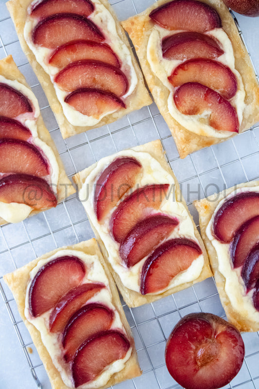 Semi-Exclusive Plum Puff Pastry Tart on Marble