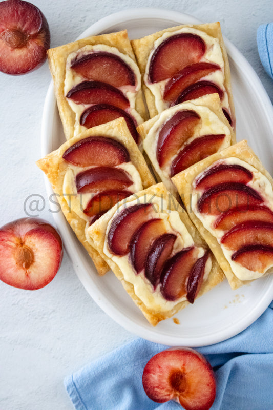 Semi-Exclusive Plum Puff Pastry Tart on Linen