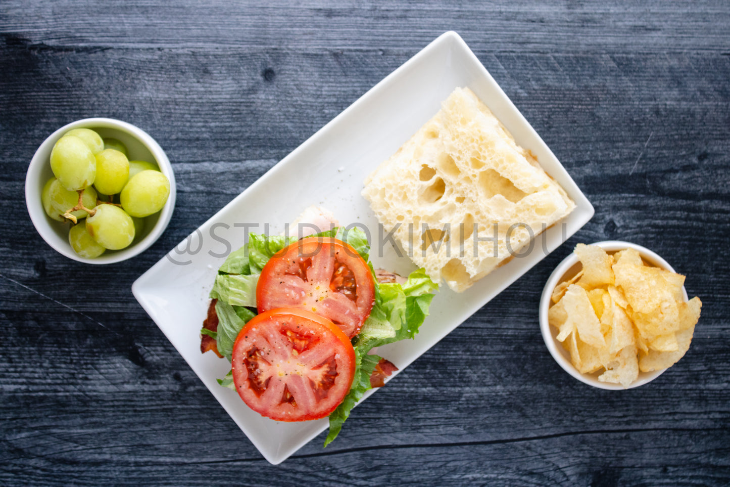Semi-Exclusive Focaccia Sandwich Bread on Weathered Wood