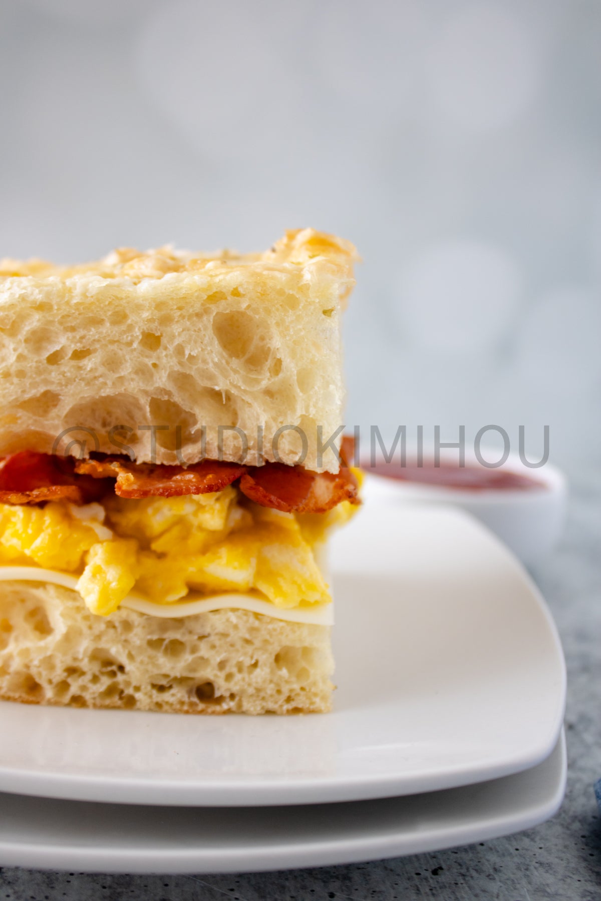Semi-Exclusive Focaccia Sandwich Bread on Concrete