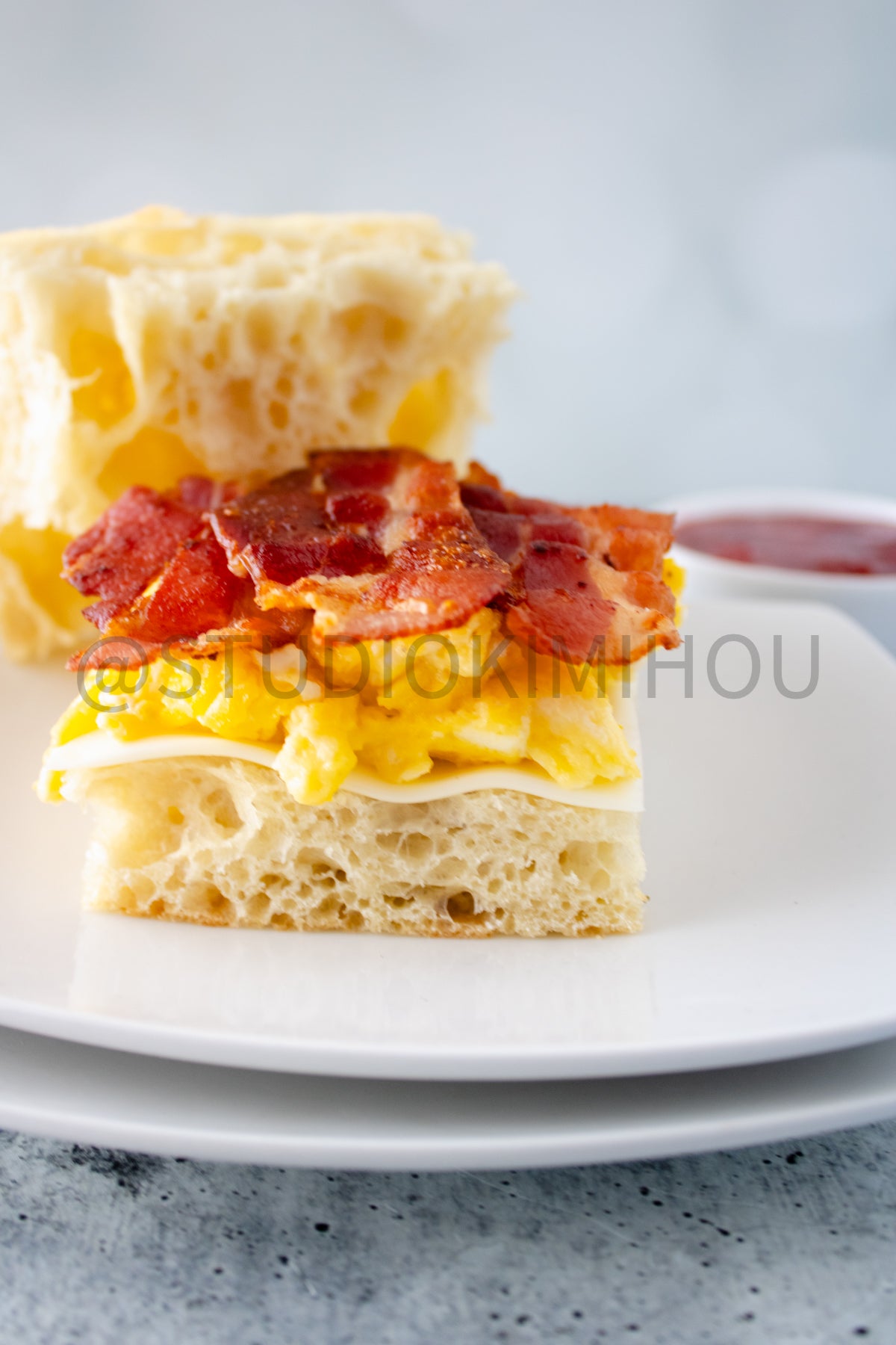 Semi-Exclusive Focaccia Sandwich Bread on Concrete