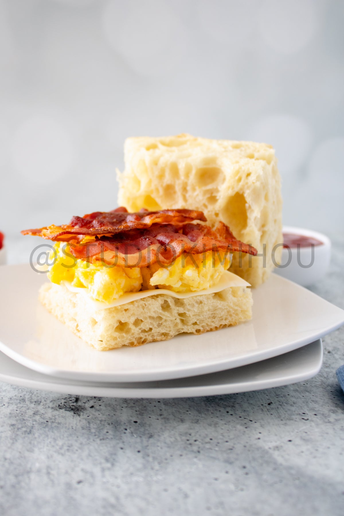 Semi-Exclusive Focaccia Sandwich Bread on Concrete