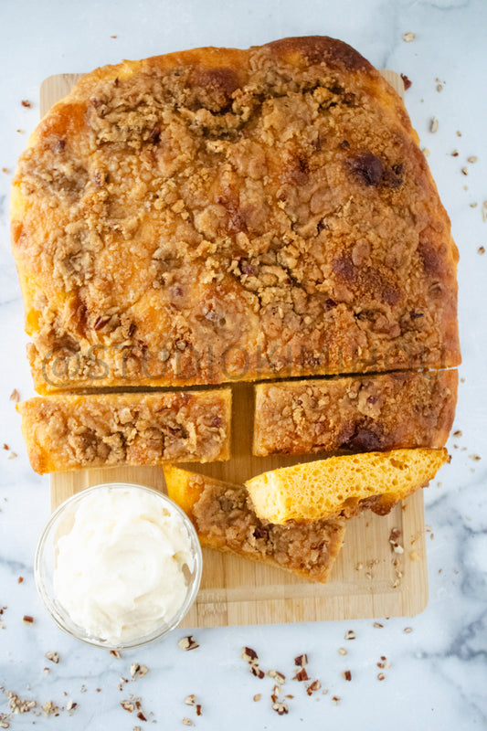 Semi-Exclusive Sweet Potato Focaccia on marble