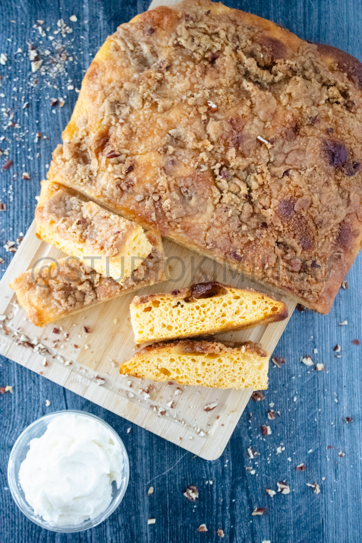 Semi-Exclusive Sweet Potato Focaccia on weathered wood