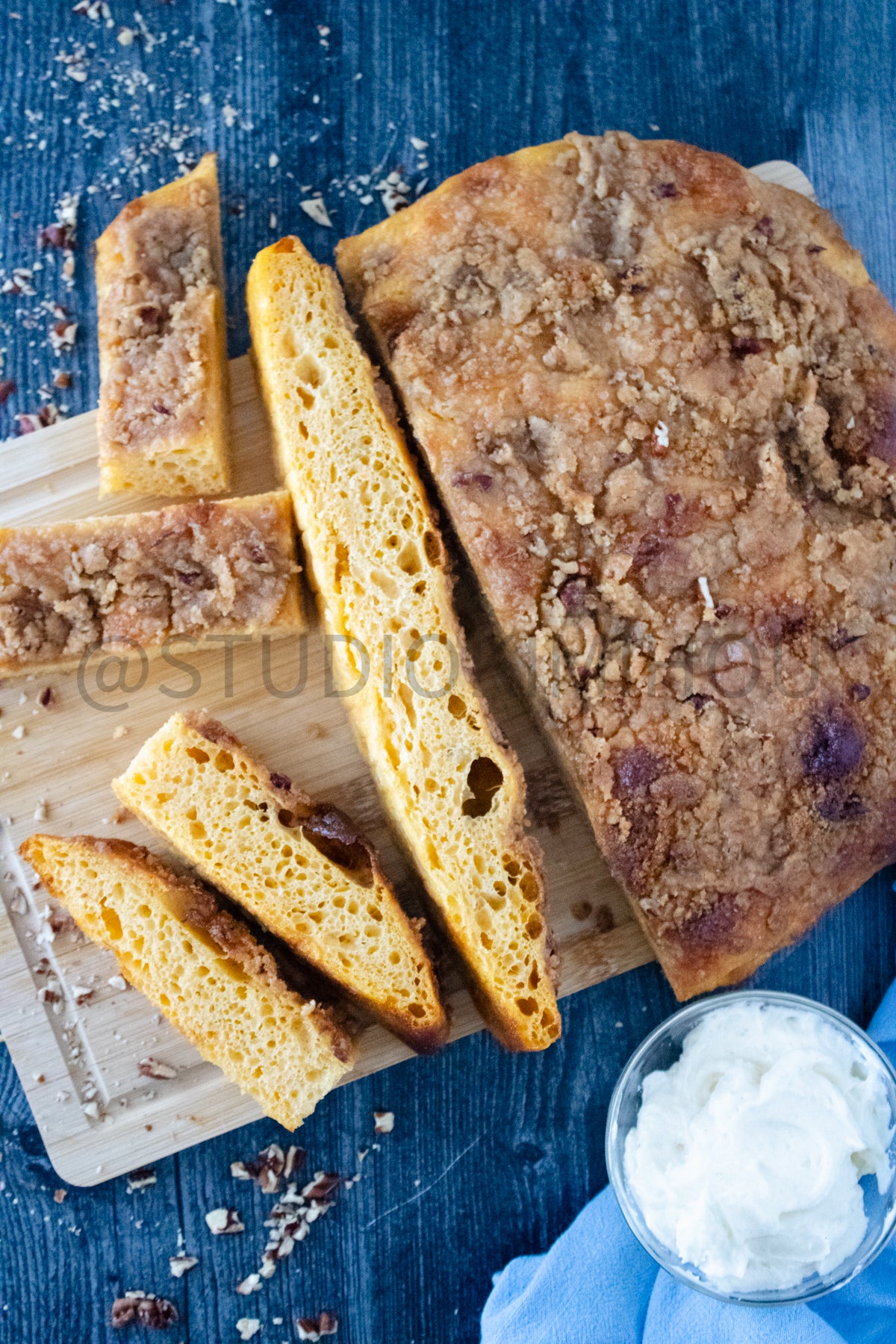 Semi-Exclusive Sweet Potato Focaccia on weathered wood