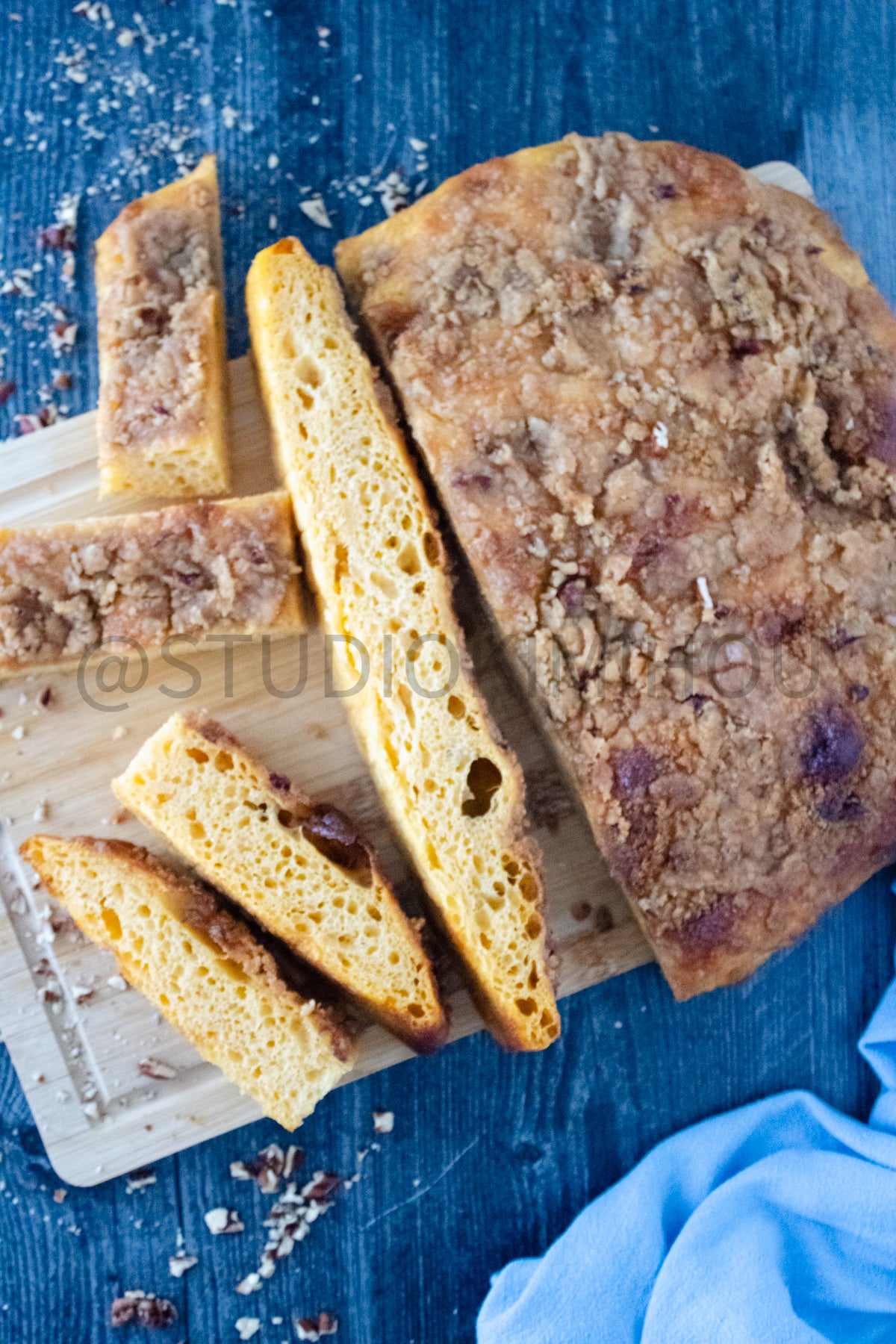 Semi-Exclusive Sweet Potato Focaccia on weathered wood