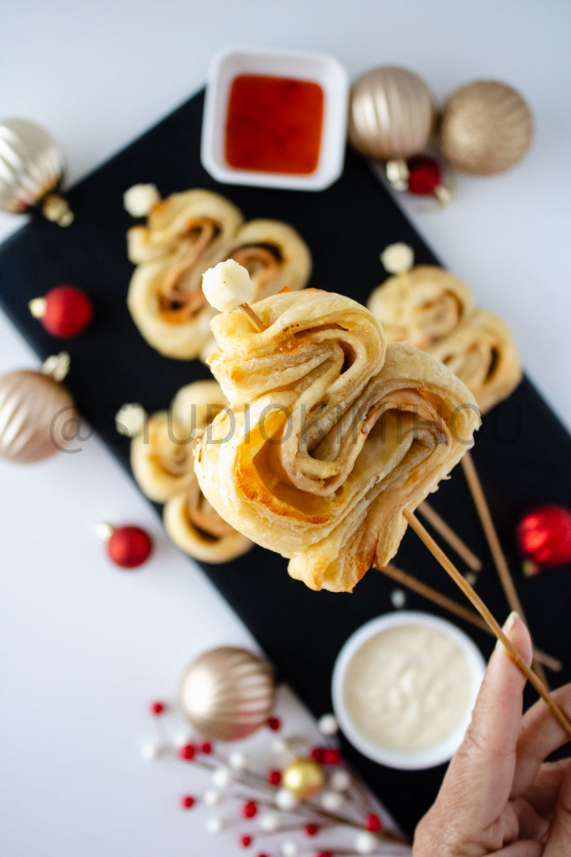 Semi-Exclusive Christmas Tree Turkey Puff Pastry on White