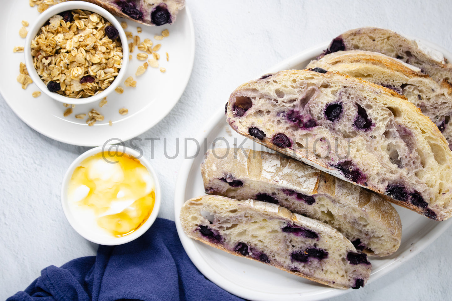 Semi-Exclusive Blueberry Sourdough Bread on Marble