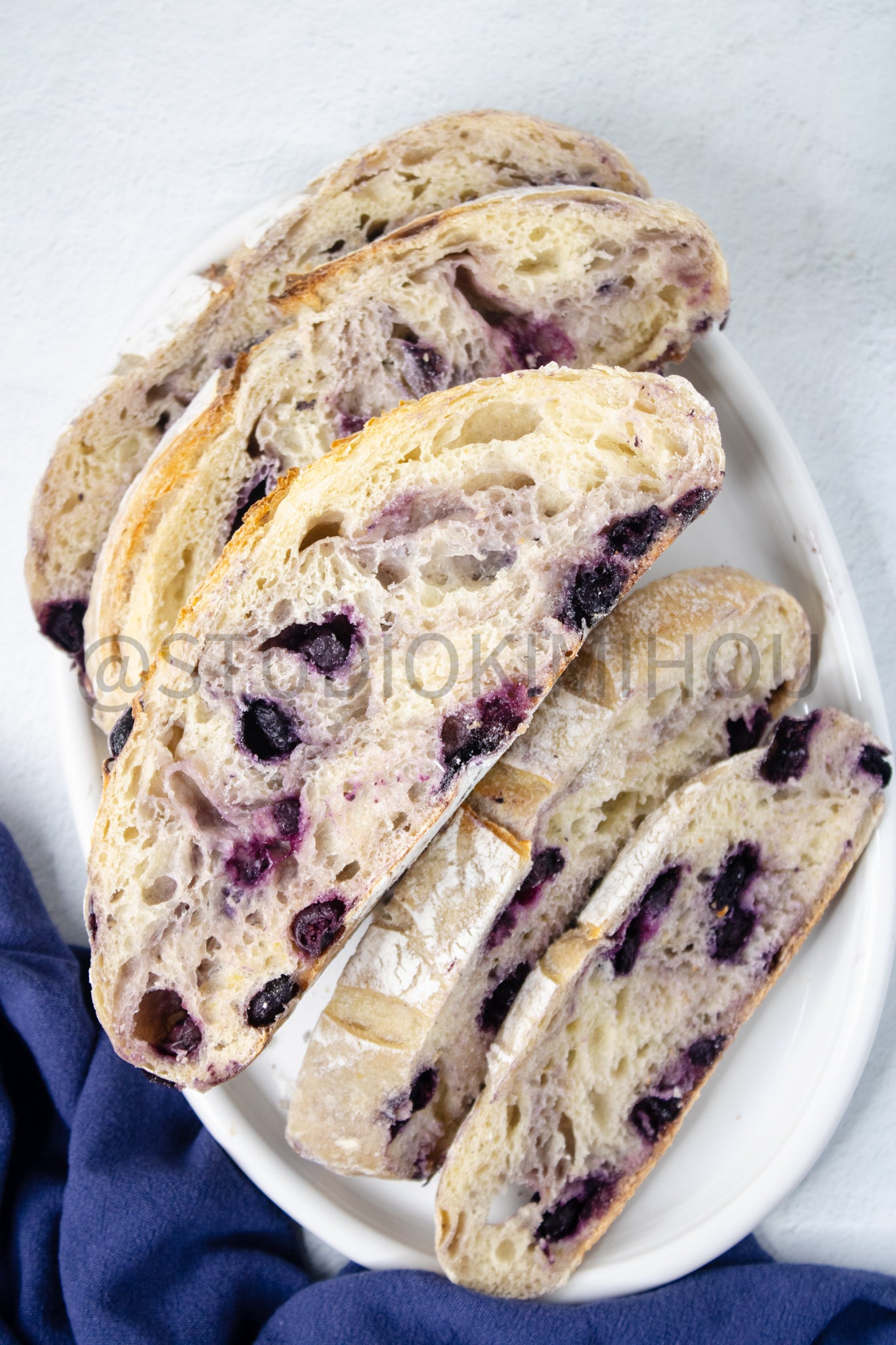 Semi-Exclusive Blueberry Sourdough Bread on Marble