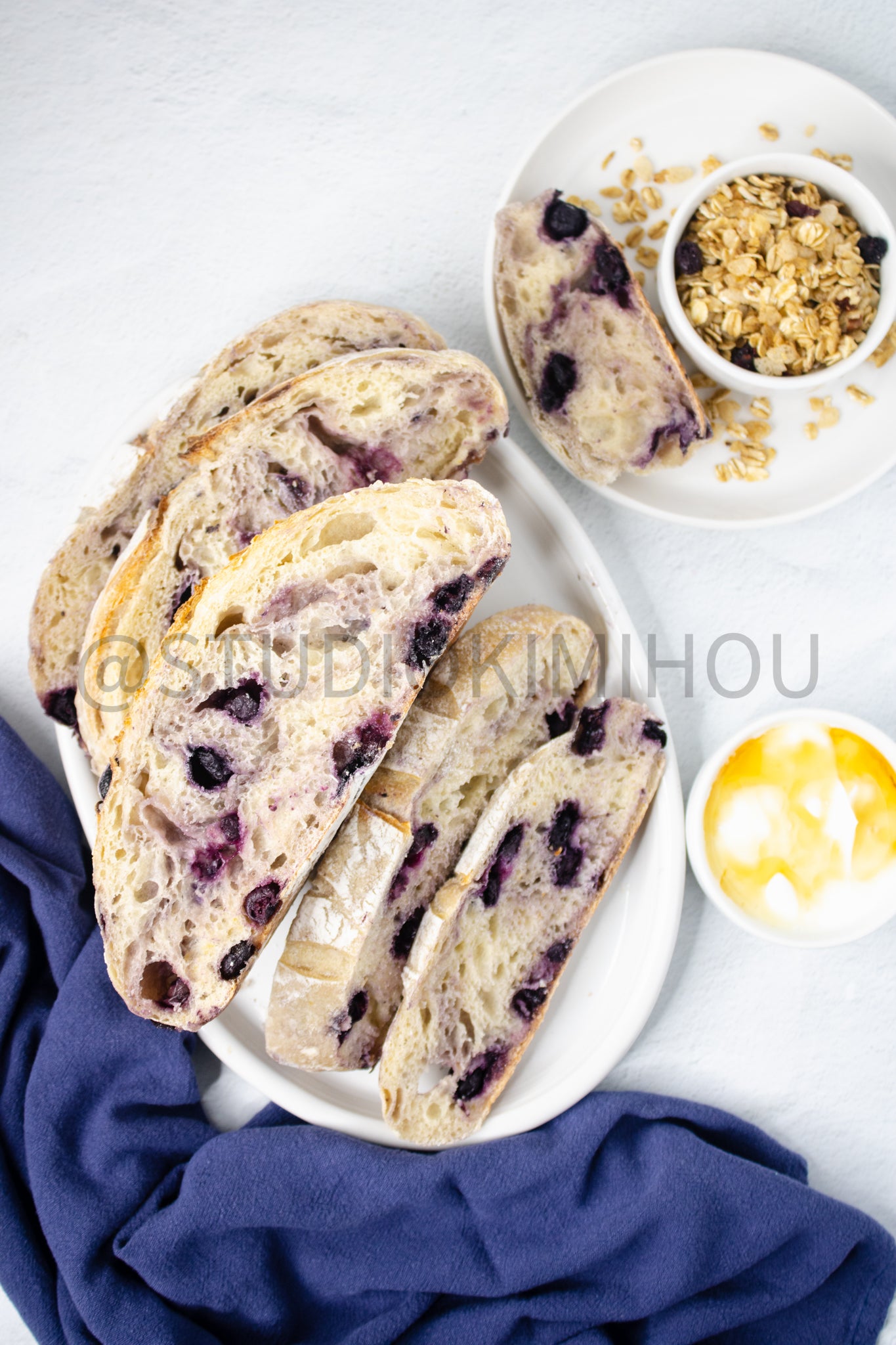 Semi-Exclusive Blueberry Sourdough Bread on Marble