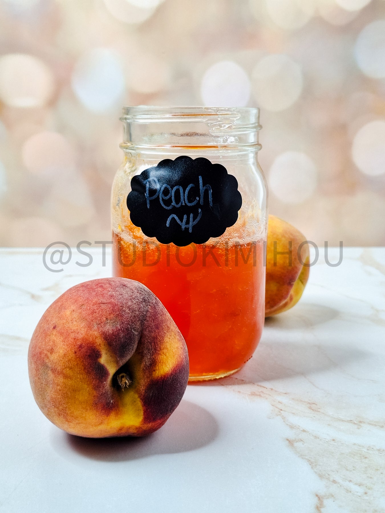 Semi-Exclusive Peach Jam on Champagne Marble
