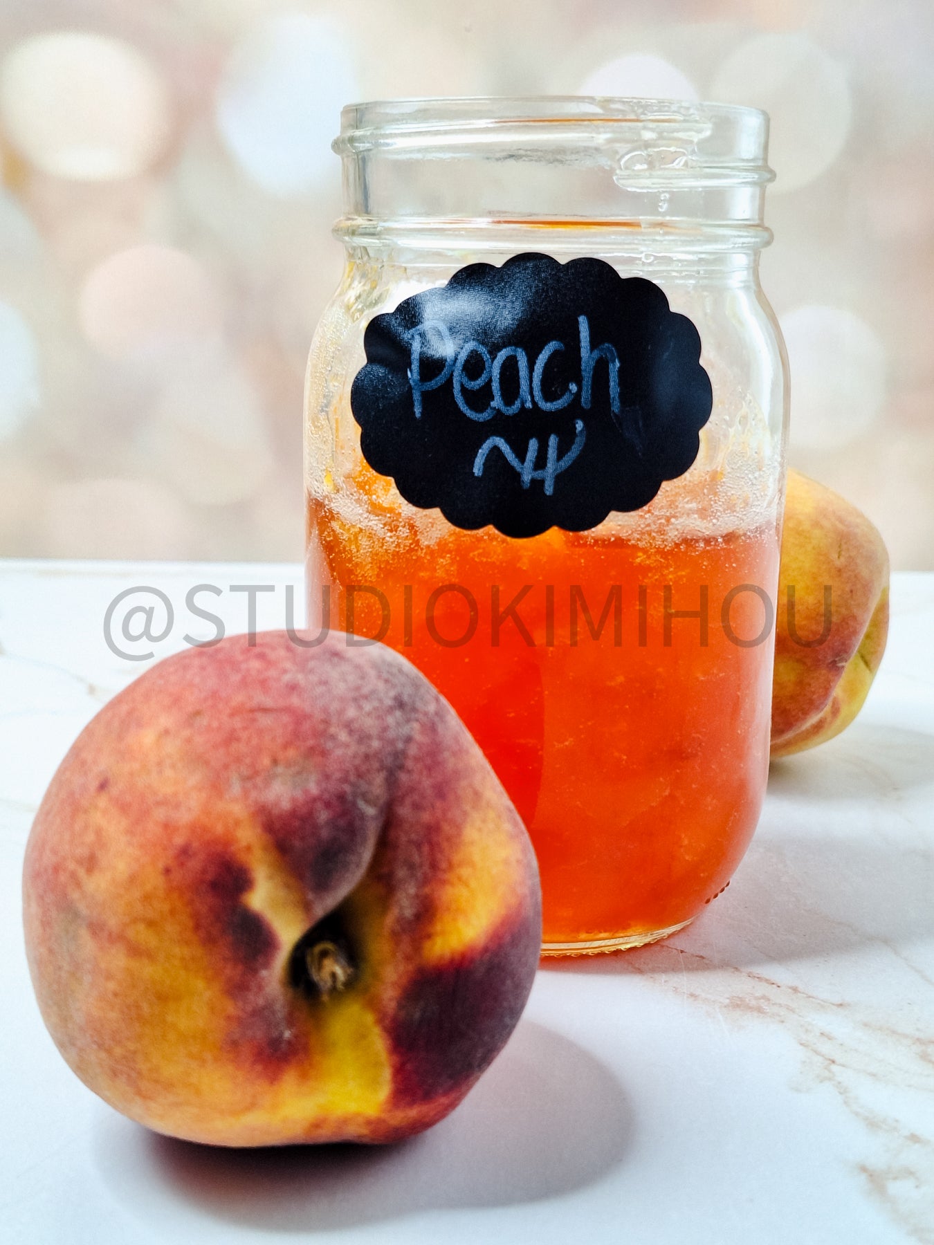 Semi-Exclusive Peach Jam on Champagne Marble