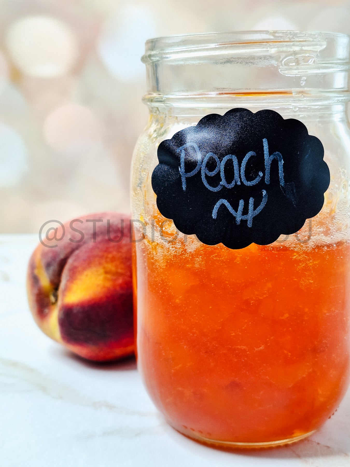 Semi-Exclusive Peach Jam on Champagne Marble