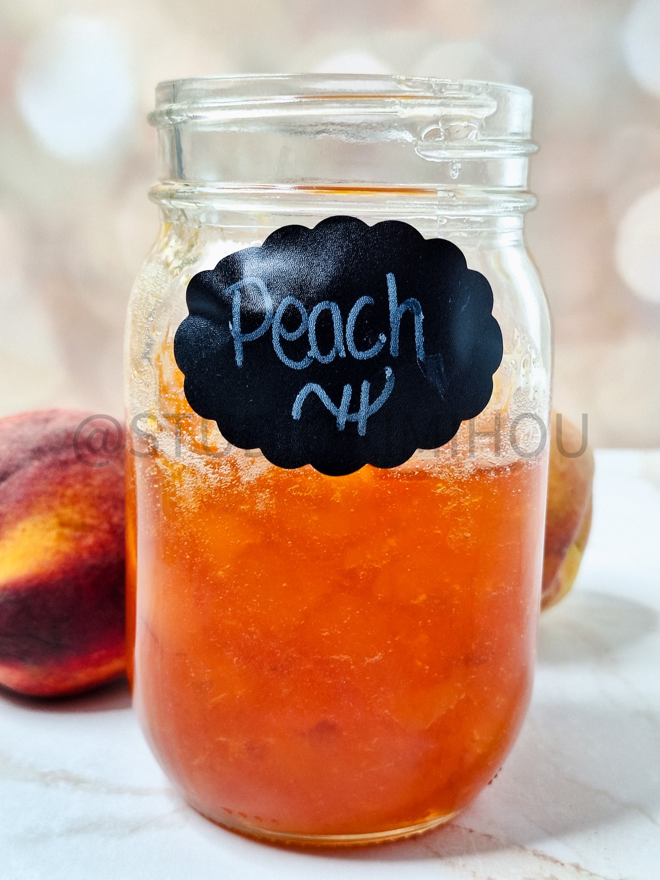 Semi-Exclusive Peach Jam on Champagne Marble