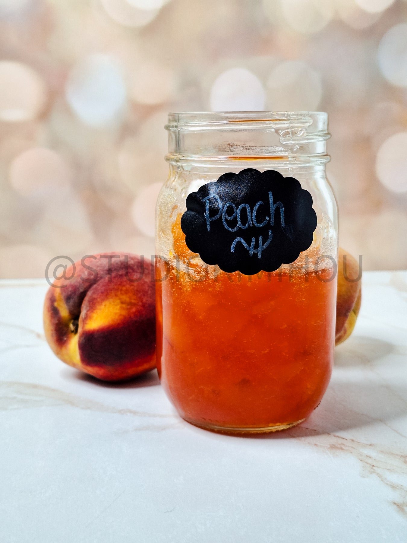 Semi-Exclusive Peach Jam on Champagne Marble