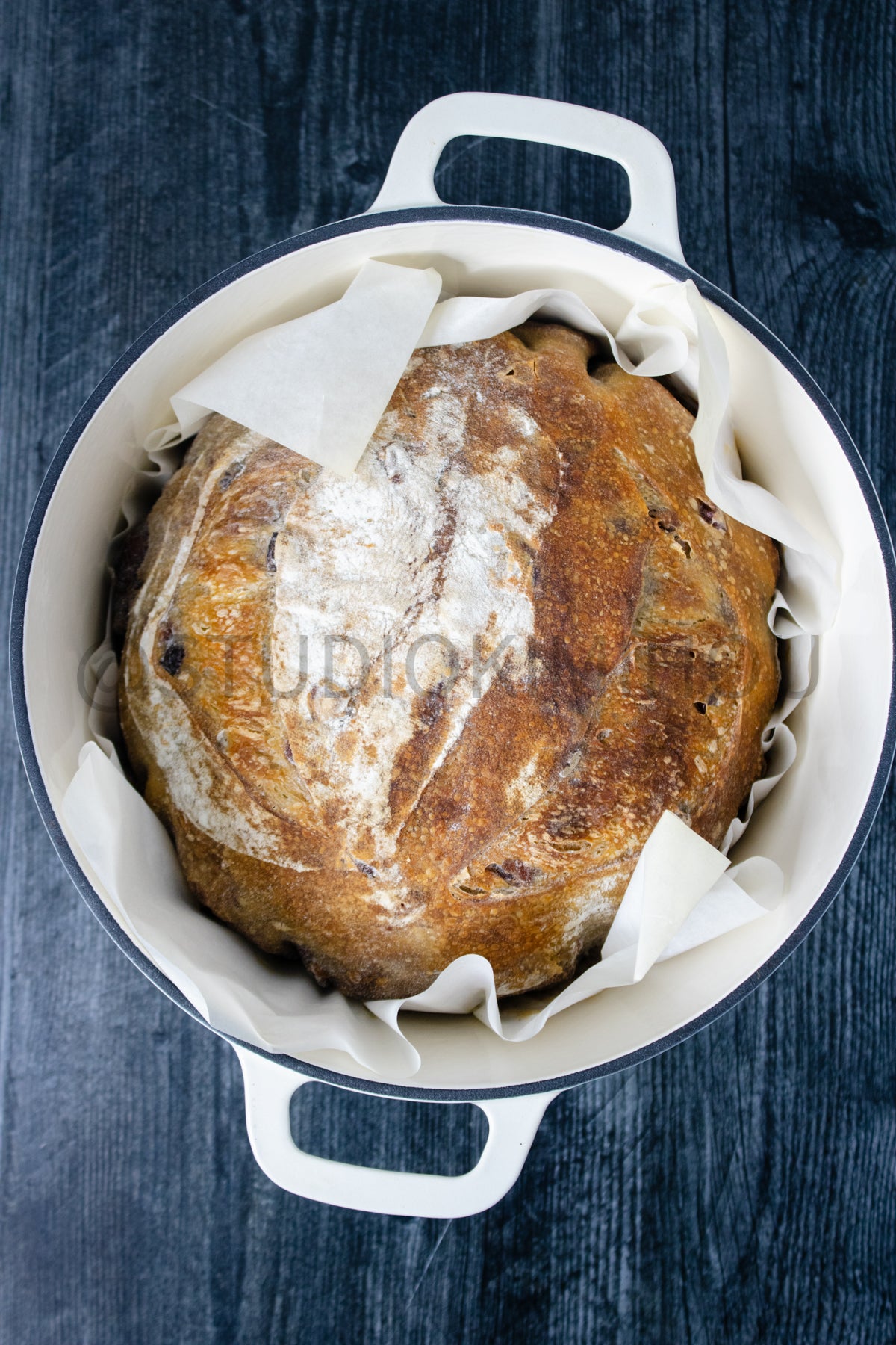 Semi-Exclusive Orange Cranberry Walnut Sourdough on Weathered Wood