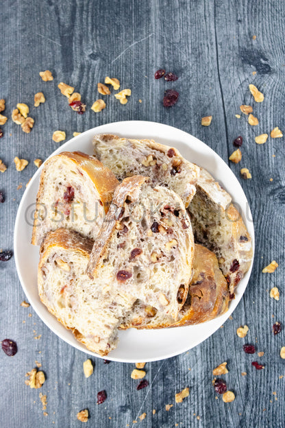 Semi-Exclusive Orange Cranberry Walnut Sourdough on Weathered Wood