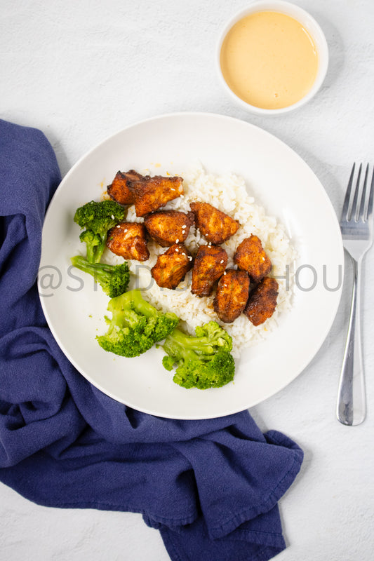 Semi-Exclusive Air Fryer Salmon Bites on Linen
