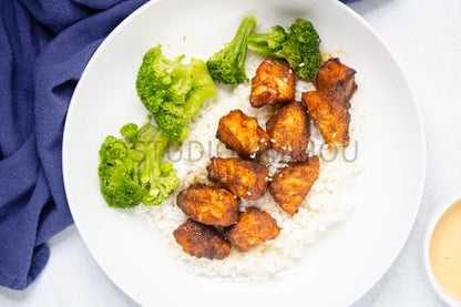 Semi-Exclusive Air Fryer Salmon Bites on Linen