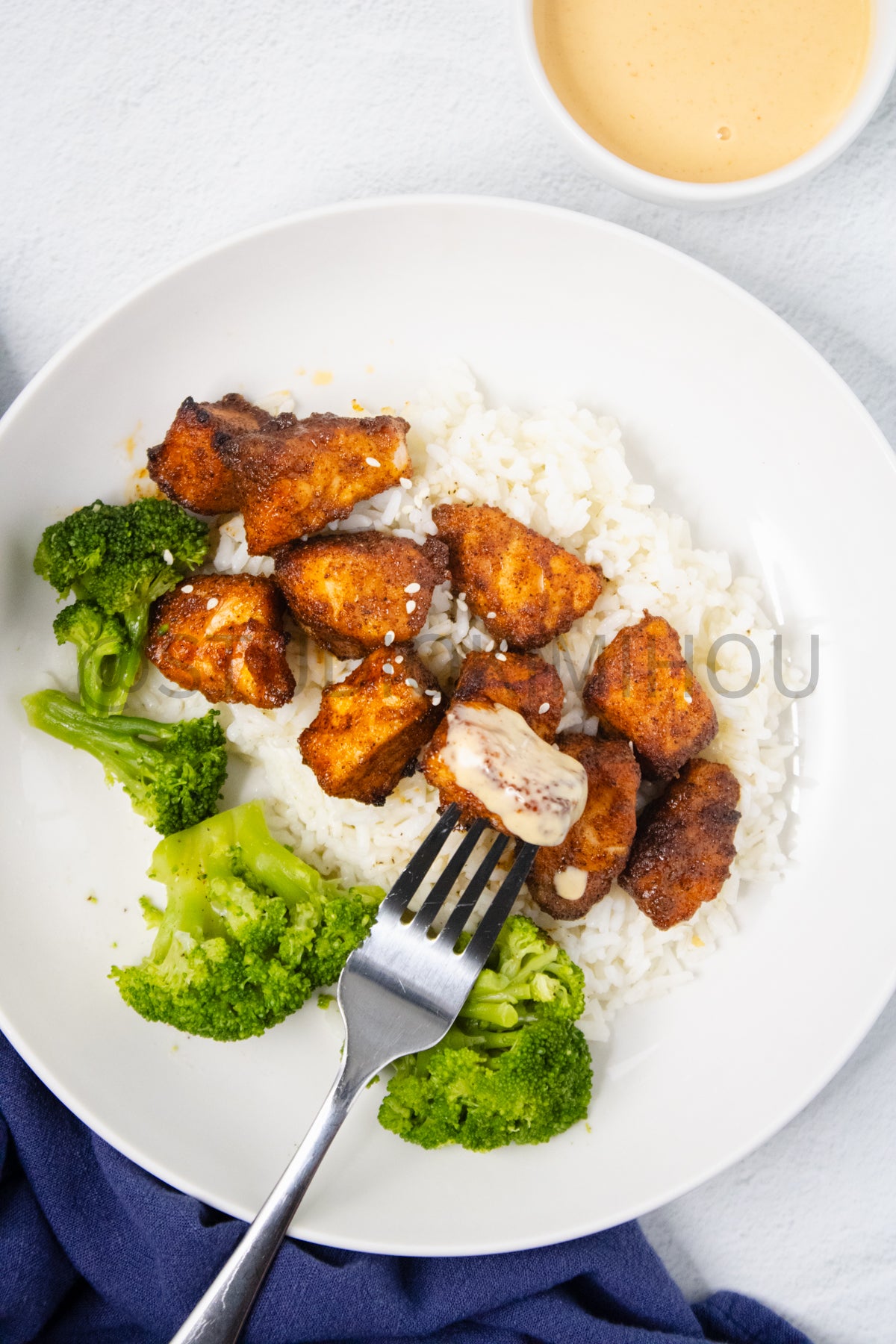 Semi-Exclusive Air Fryer Salmon Bites on Linen