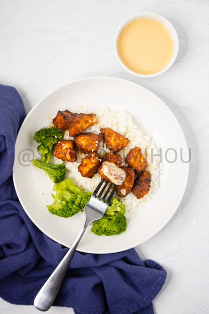 Semi-Exclusive Air Fryer Salmon Bites on Linen