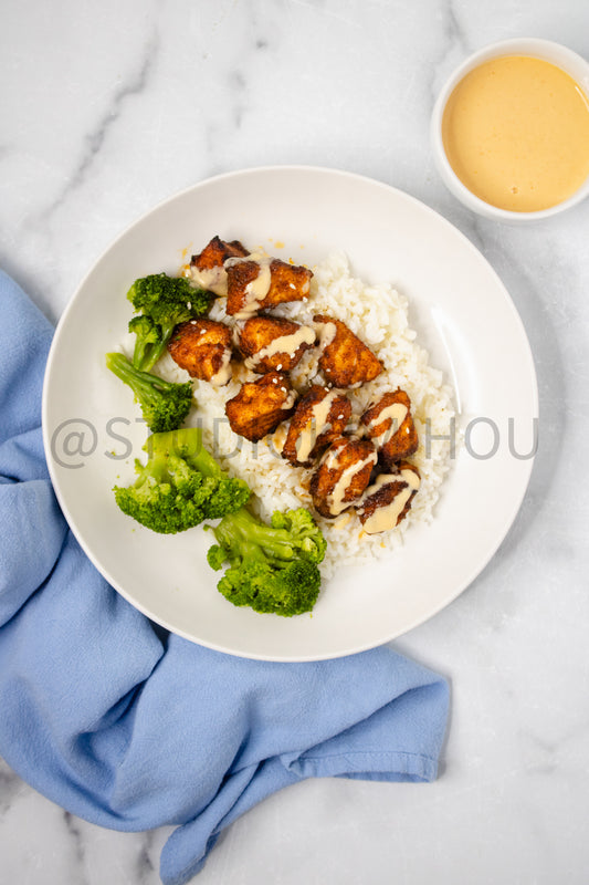 Semi-Exclusive Air Fryer Salmon Bites on Marble