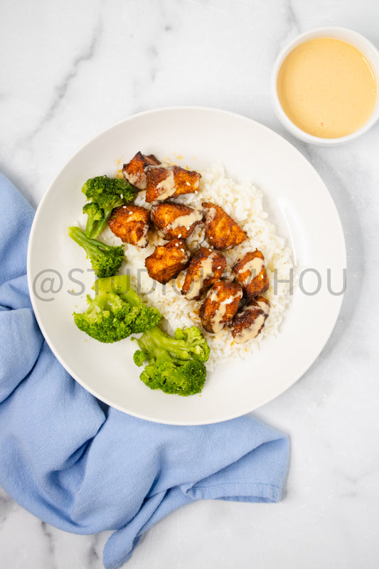 Semi-Exclusive Air Fryer Salmon Bites on Marble