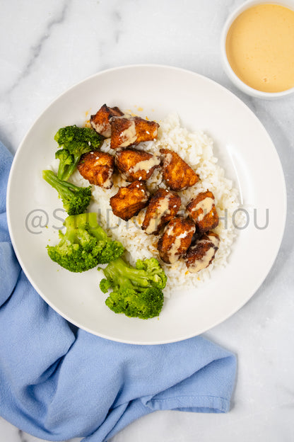 Semi-Exclusive Air Fryer Salmon Bites on Marble