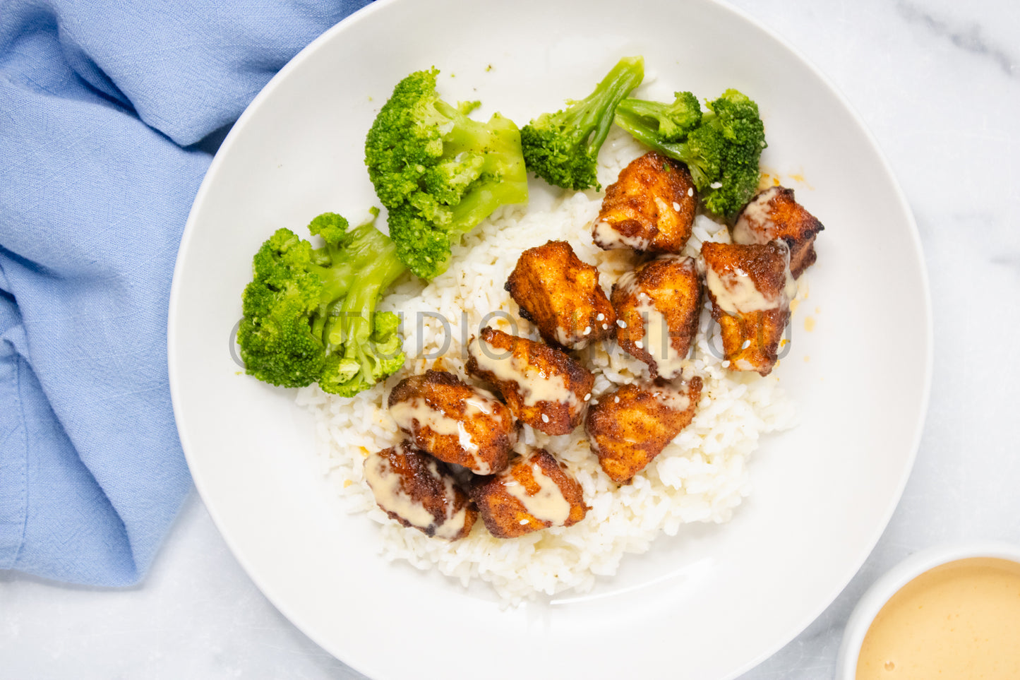 Semi-Exclusive Air Fryer Salmon Bites on Marble