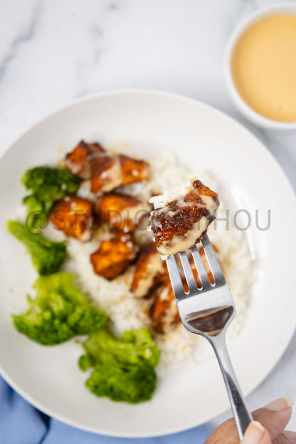 Semi-Exclusive Air Fryer Salmon Bites on Marble