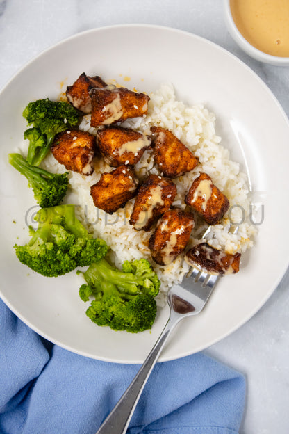 Semi-Exclusive Air Fryer Salmon Bites on Marble