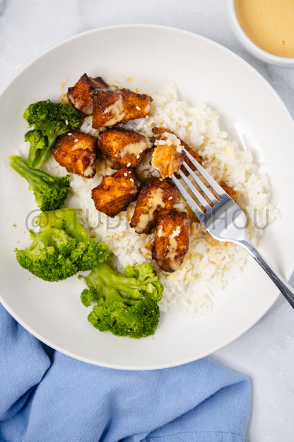 Semi-Exclusive Air Fryer Salmon Bites on Marble