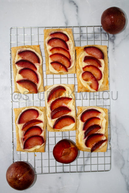 Semi-Exclusive Plum Puff Pastry Tart on Marble