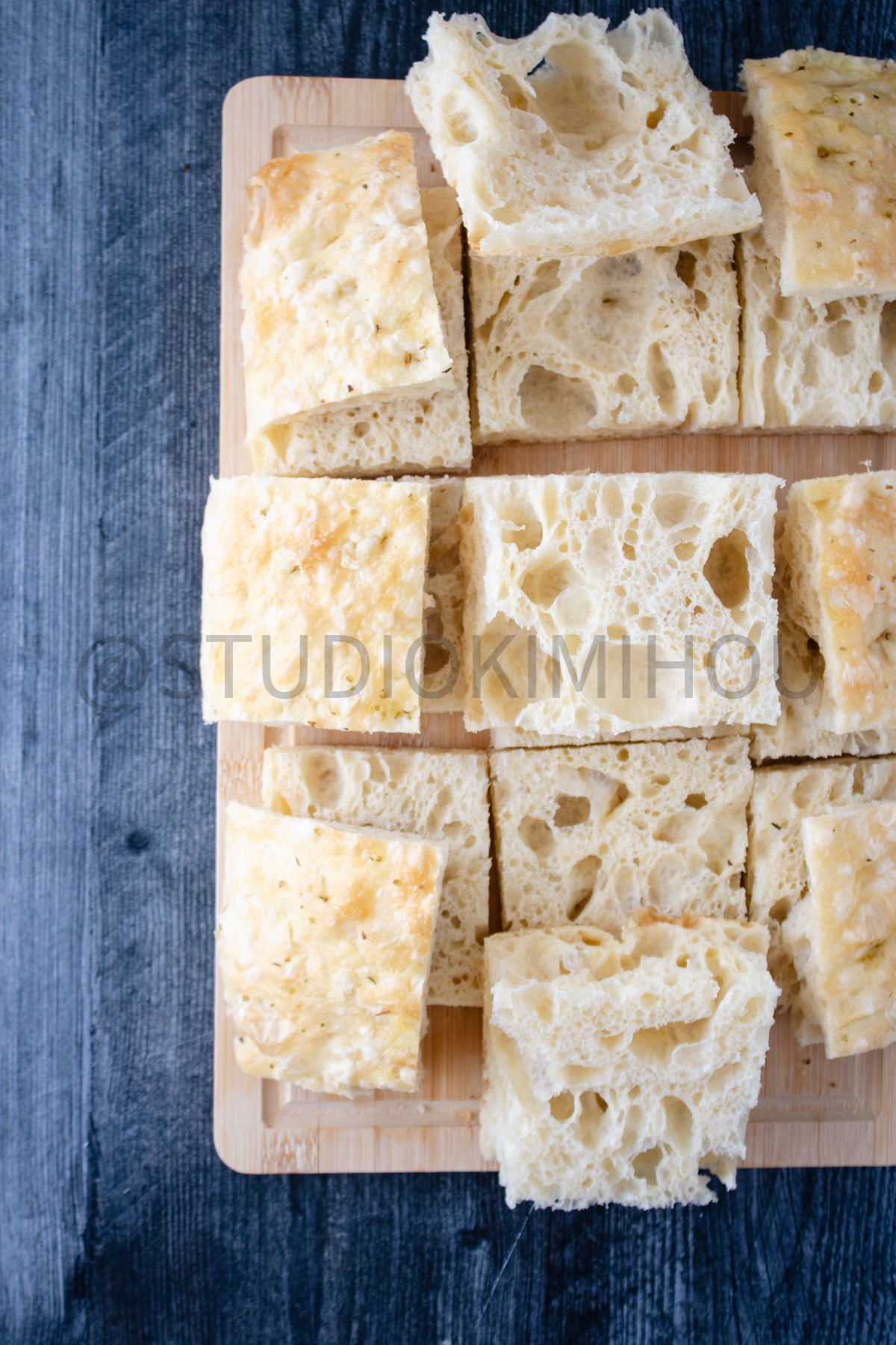 Semi-Exclusive Focaccia Sandwich Bread on Weathered Wood