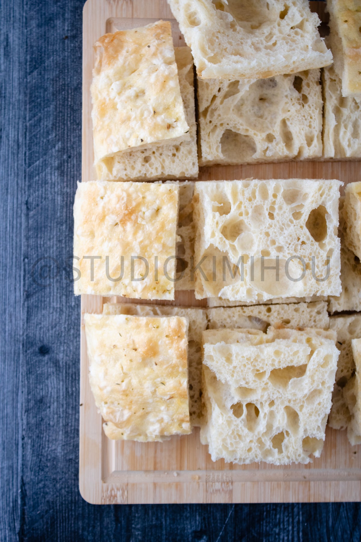 Semi-Exclusive Focaccia Sandwich Bread on Weathered Wood