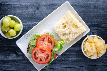 Semi-Exclusive Focaccia Sandwich Bread on Weathered Wood