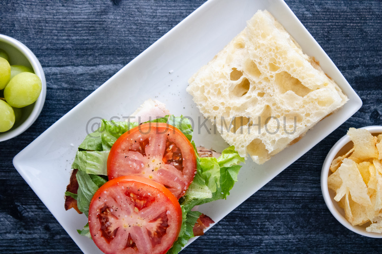 Semi-Exclusive Focaccia Sandwich Bread on Weathered Wood