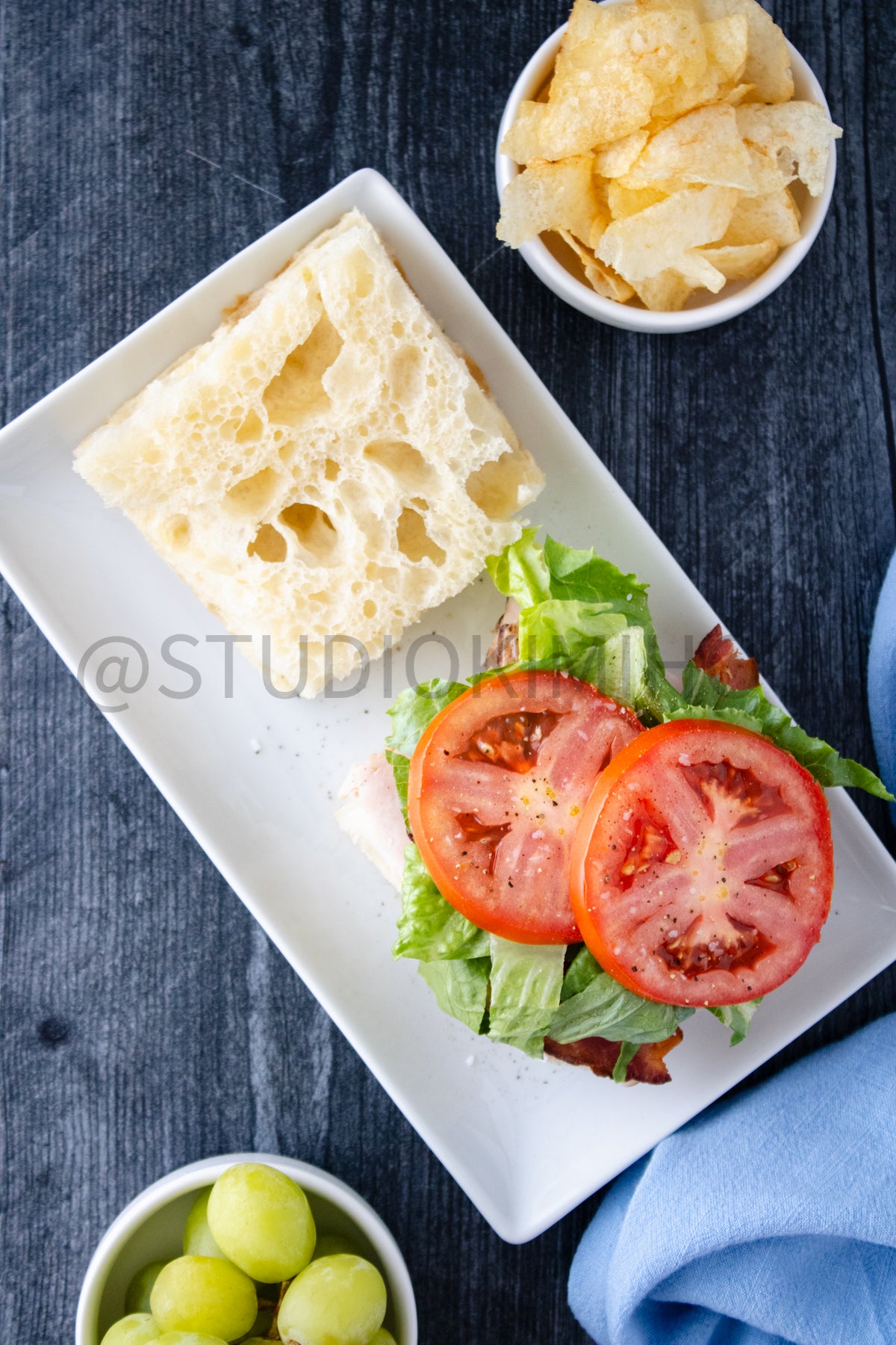 Semi-Exclusive Focaccia Sandwich Bread on Weathered Wood