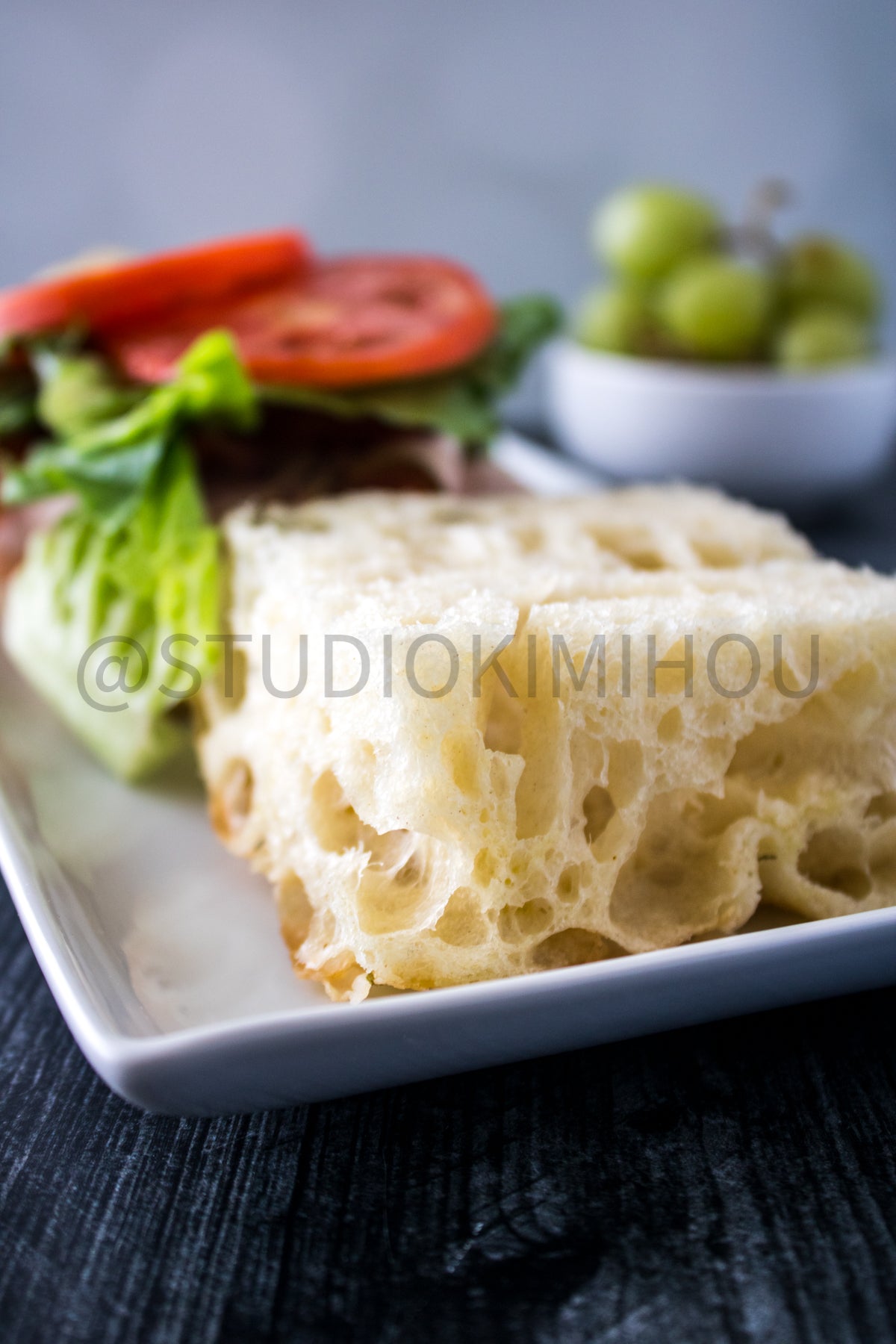 Semi-Exclusive Focaccia Sandwich Bread on Weathered Wood