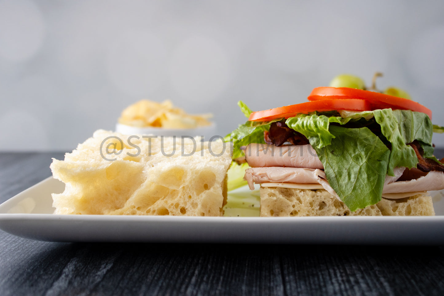 Semi-Exclusive Focaccia Sandwich Bread on Weathered Wood