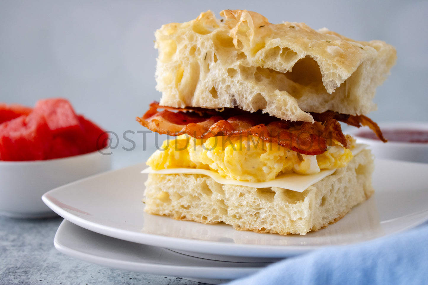 Semi-Exclusive Focaccia Sandwich Bread on Concrete