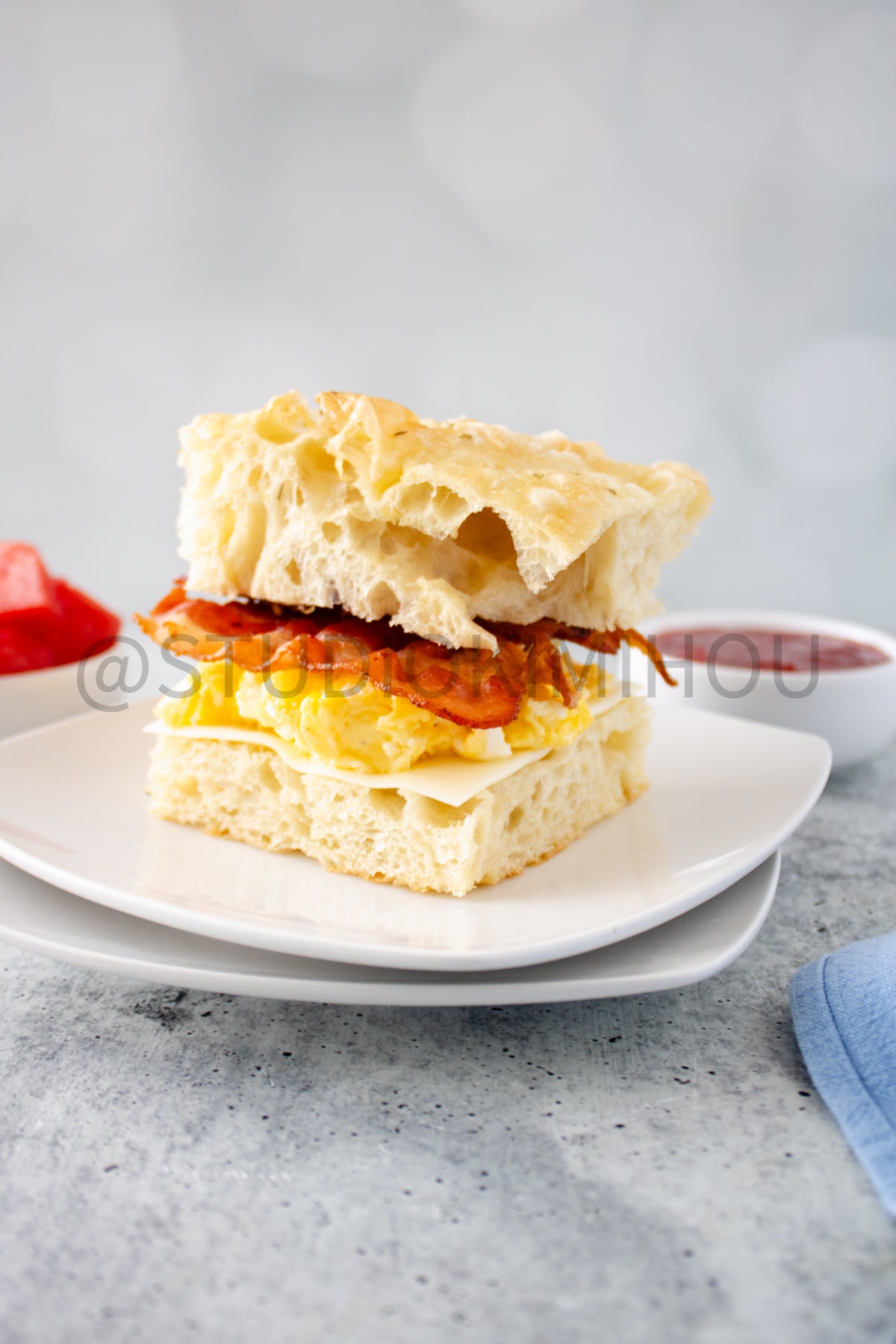 Semi-Exclusive Focaccia Sandwich Bread on Concrete