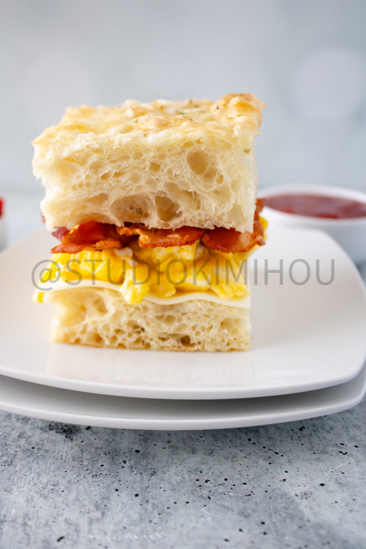 Semi-Exclusive Focaccia Sandwich Bread on Concrete