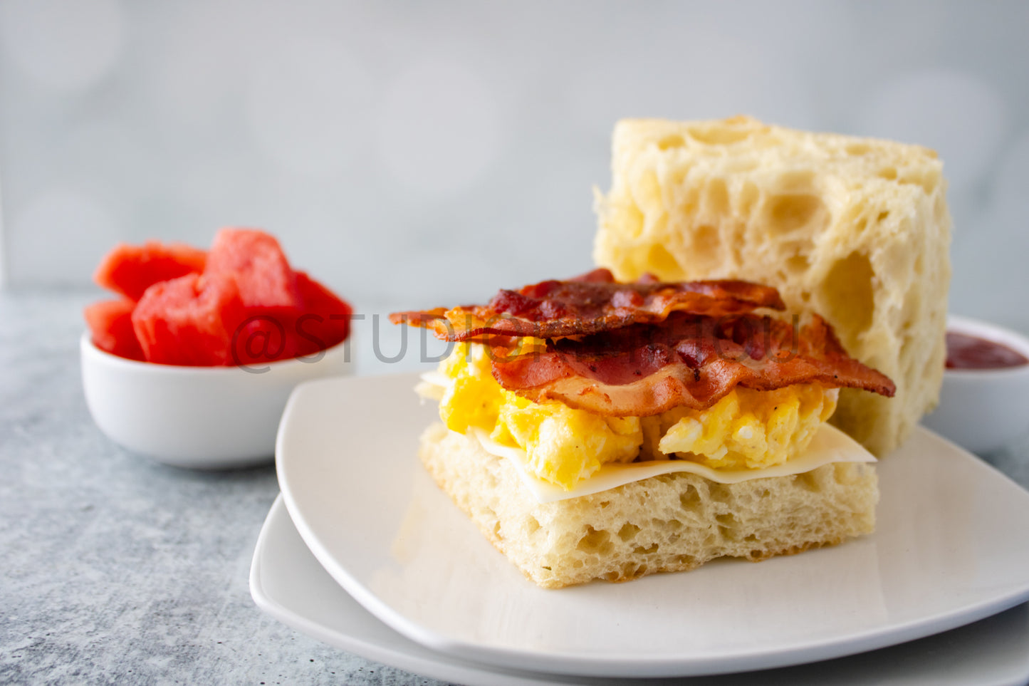 Semi-Exclusive Focaccia Sandwich Bread on Concrete