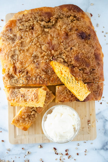 Semi-Exclusive Sweet Potato Focaccia on marble