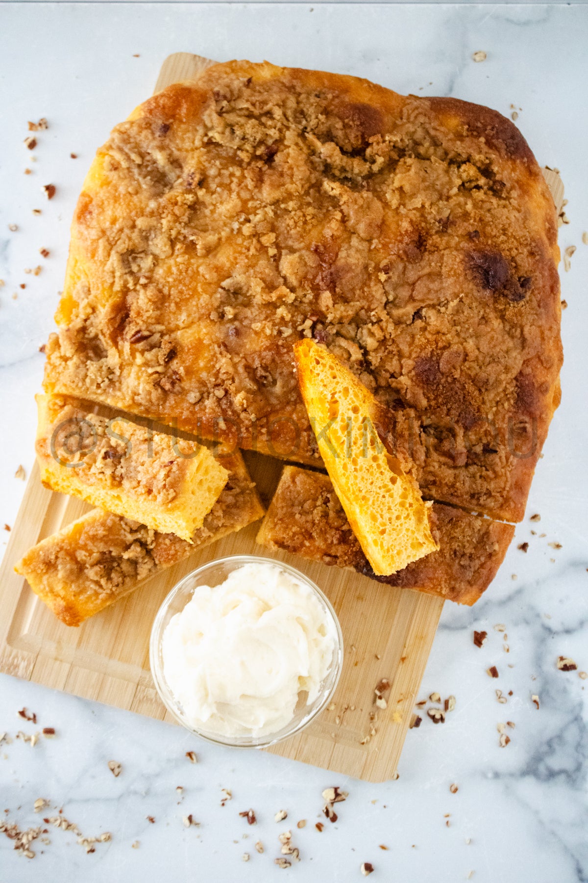 Semi-Exclusive Sweet Potato Focaccia on marble