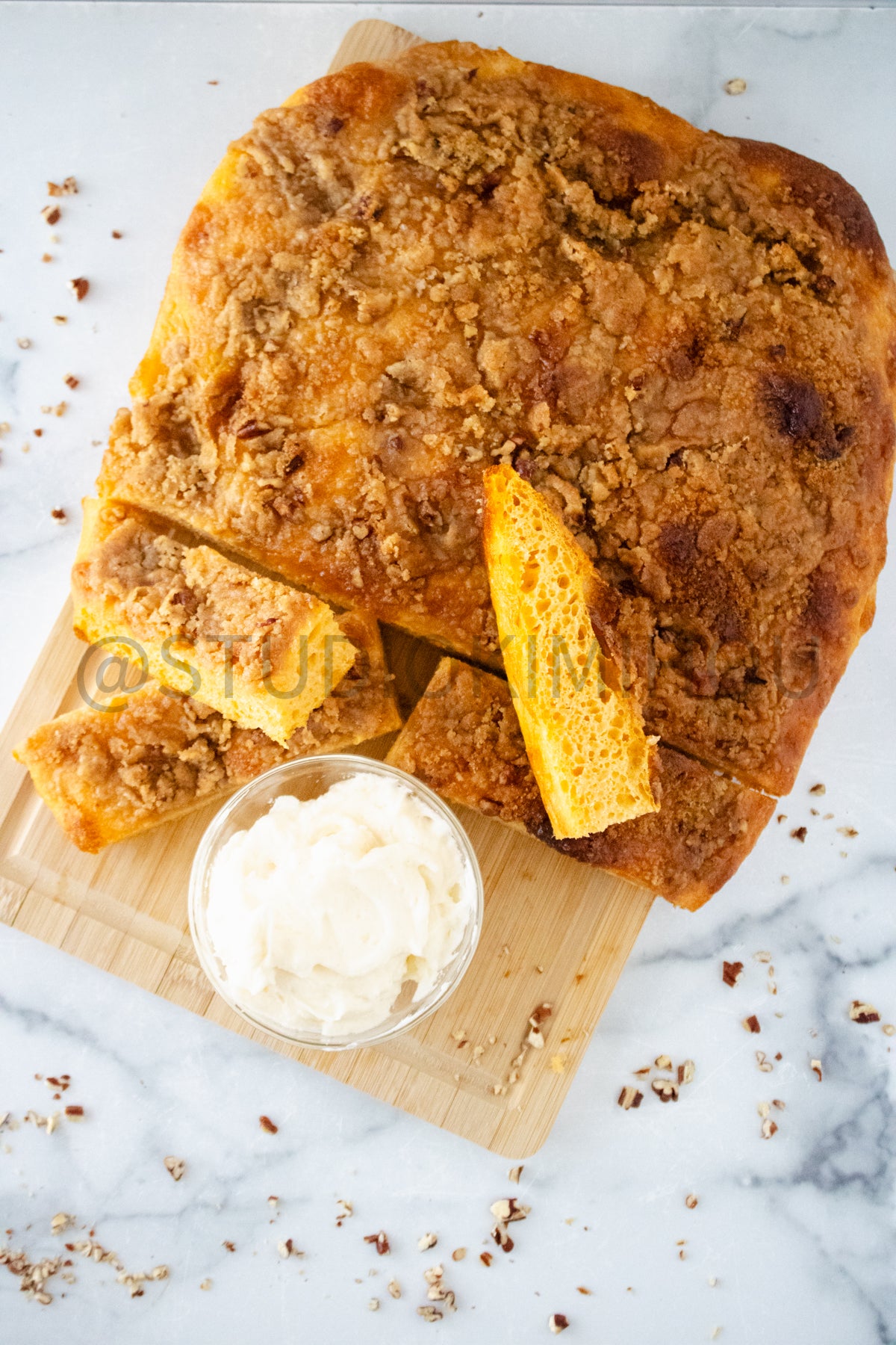 Semi-Exclusive Sweet Potato Focaccia on marble