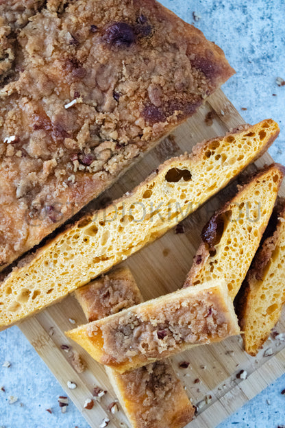 Semi-Exclusive Sweet Potato Focaccia on concrete